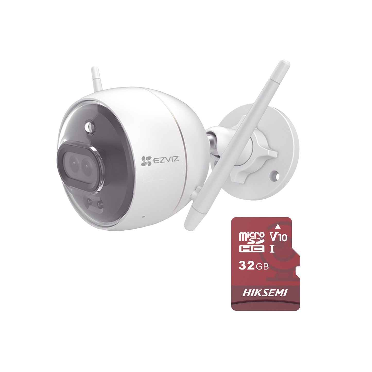 Kit Cámara WiFi C3X con Memoria MicroSD 32GB Audio de Dos Vías Visión a Color Nocturna Detección de Humanos y Vehículos