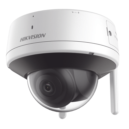Cámara Domo IP 4MP WiFi Exterior IP66 Lente 2.8 mm IR 30 m AcuSense Lite dWDR H.265+ con Micrófono y Bocina Integrados + MicroSD + Compatible con App Hik-Connect